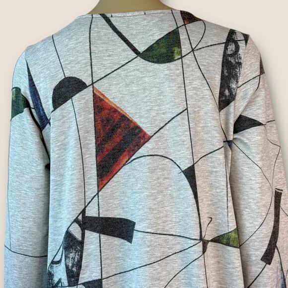 Jess & Jane Long Sleeve Abstract Fleece Lounge T Shirt Tunic Dress Size M Gray - Picture 9 of 13